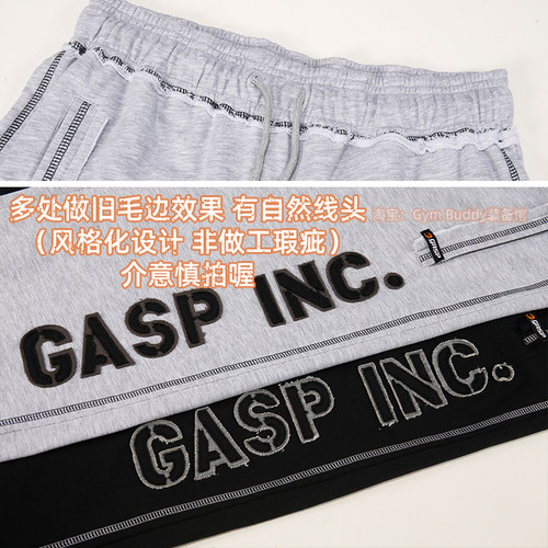美式肌肉硬汉运动长裤加肥健身直筒卫裤绣花压线拉链口袋宽松裤子 - 图2