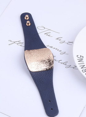 新款时尚帅气宽边PU皮革女手镯