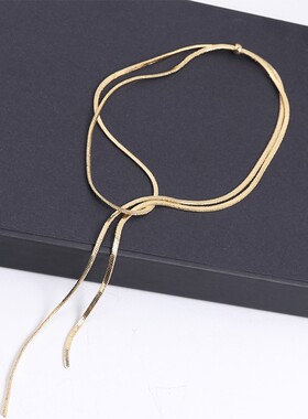 冷淡风金属蛇骨细链条锁长流