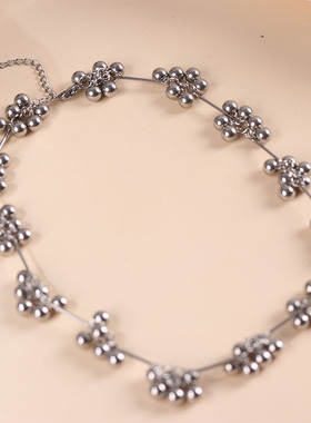 金属球串珠项链女拼接冷淡风