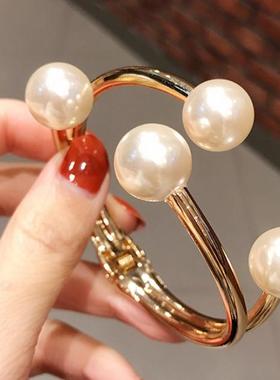 个性时尚夸张女潮人珍珠欧美手镯