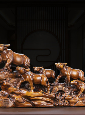 五福招财牛摆件五牛图摆设家居客厅办公室桌面装饰品乔迁开业礼品