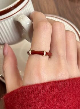 新款复古锆石时尚简约开口戒指轻奢百搭气质食指戒个性高级感手饰