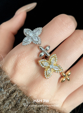 韩国东大门花朵开口戒指复古宫廷风简约时尚食指戒轻奢高级感手饰