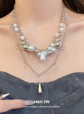 法式多层珍珠项链2026韩国新款高级感气质锁骨链晚礼服配饰设计感