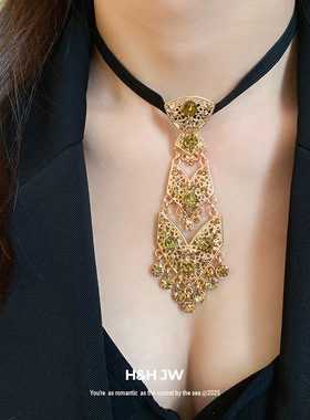 新款领带流苏简约时尚项链欧美复古气质百搭锁骨链轻奢高级感项饰