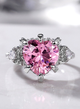 新款锆石爱心开口戒指时尚精致高级感十字架气质百搭轻奢小众手饰