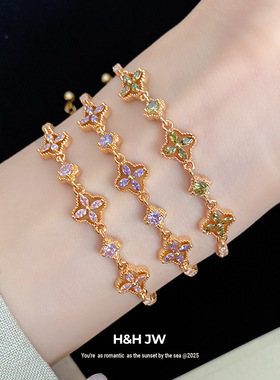韩国东大门新款锆石花朵镂空手链欧美复古精致手环轻奢高级感手饰