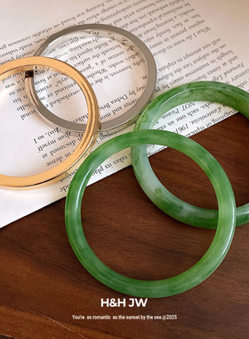 新款晕染光面素圈手镯新中式简约时尚气质手环小众高级感手饰秋冬