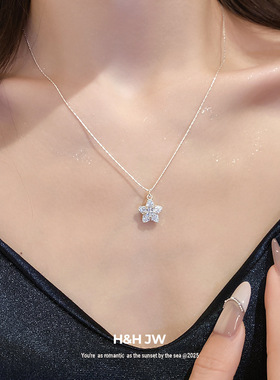 新款锆石星星吊坠项链轻奢简约时尚气质锁骨链复古小众高级感项饰