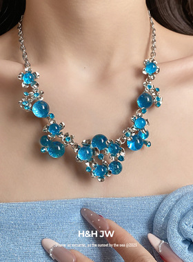 2026新款爆款花朵吊坠项链复古宫廷风锁骨链高级感项饰设计感小众