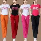 Летний спортивный костюм, комплект, танцующие штаны для спортзала, короткий рукав