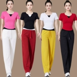 Летний комплект, модные танцующие штаны для спортзала, короткий рукав