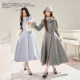 BB BLUE/Iceland Love Letter/2025 High-end Slim Bow-tie Waist Wool Collar Long Coat for Women