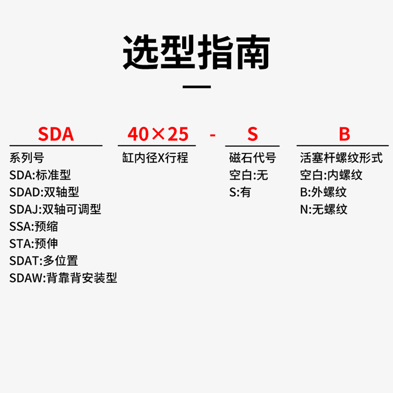 亚德客型薄型气缸小型气动SDA40X10-20/30/40/50/60/80X150-S-B-图1