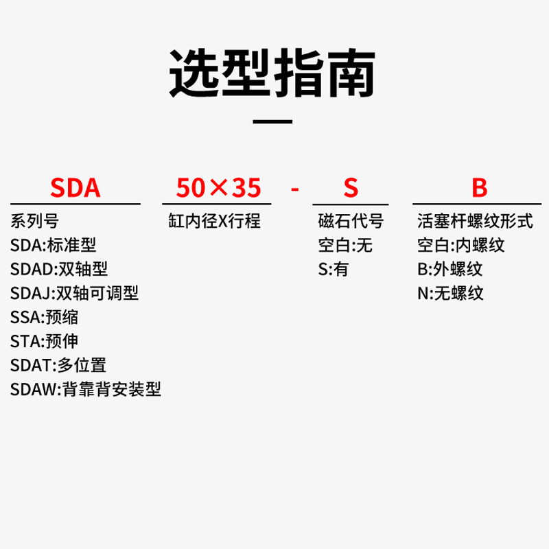 亚德客型薄型气缸小型气动SDA50X10/20/30/40/50/60/80X150-S-B-图1