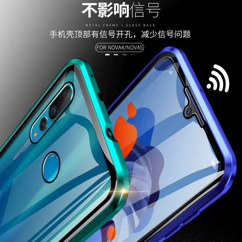 适用华为nova4手机壳万磁王VCE-AL00全包防摔双面玻璃Nova4e金属保护套-图2
