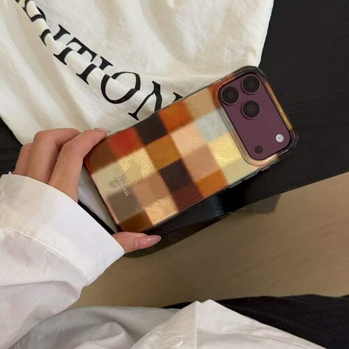韩系ins风秋冬毛绒色块适用苹果18promax手机壳iphone17pro新款16小众15高级感17少女心18全包防摔保护套软壳 - 图0