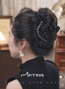 兰壹壹云溪抓夹蝴蝶结闪钻鲨鱼夹时尚气质后脑勺饱满盘发夹女