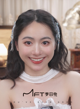 兰壹壹海岸风声BB夹蓝色闪钻流苏发夹新中式浮雕侧边夹水滴夹发饰