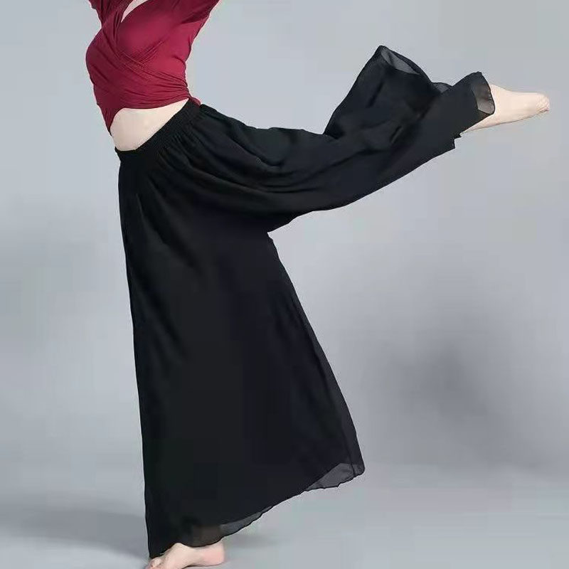 【套装】舞蹈服女打结露脐短袖上衣现代舞民族舞服飘逸雪纺阔腿裤,淘宝优惠券,粉丝福利购,淘宝优惠卷