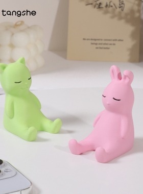 简易动物手机支架小摆件创意家居装饰品客厅办公室桌面摆设少女心