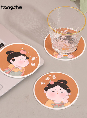 古风唐仕女创意pvc软胶隔热餐桌