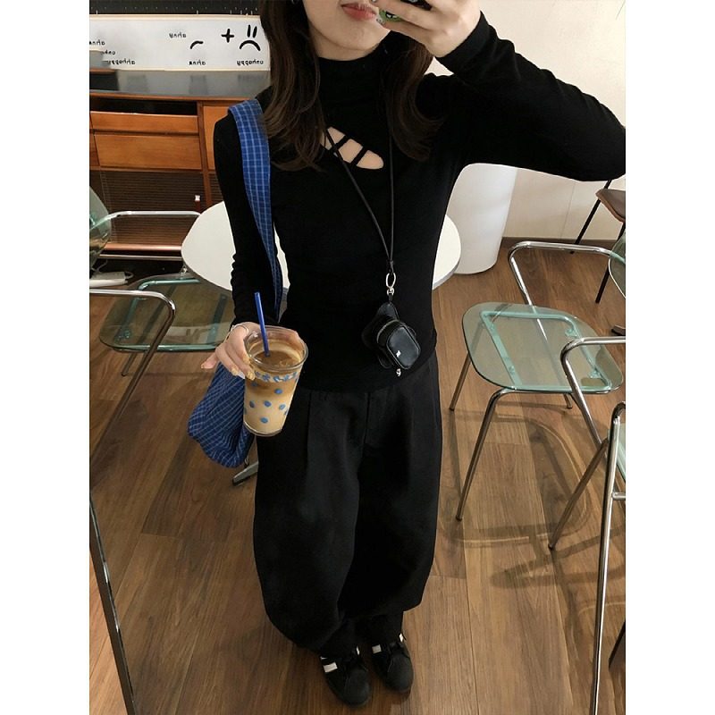 大码胖mm半高领镂空长袖t恤女秋冬设计感加绒磨毛内搭打底衫上衣,淘宝优惠券,粉丝福利购,淘宝优惠卷