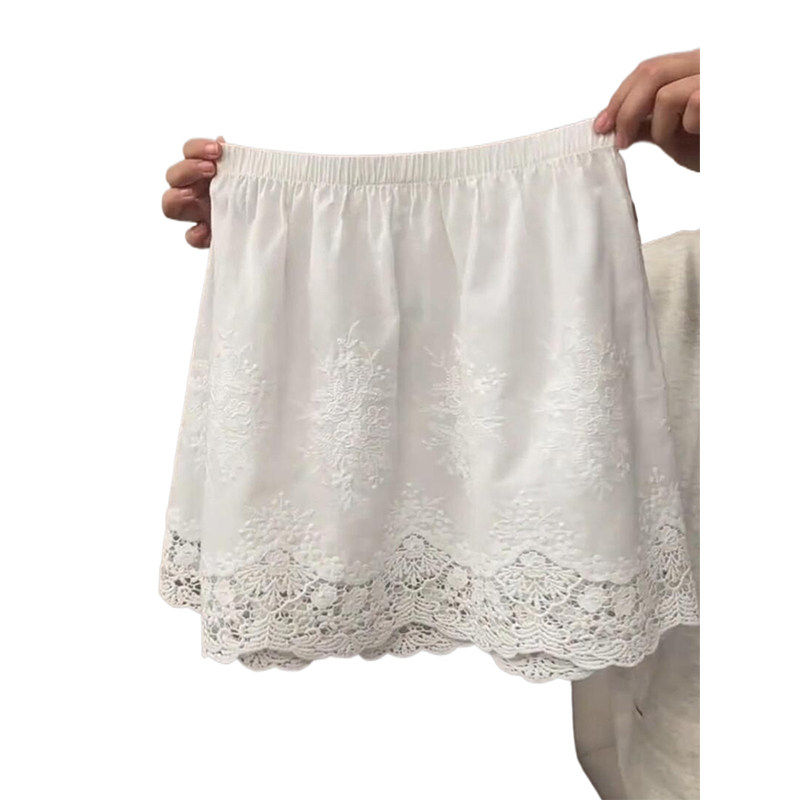 韩系白色半身裙女大码胖妹妹蕾丝刺绣防走光屁帘今年流行爆款裙子,淘宝优惠券,粉丝福利购,淘宝优惠卷