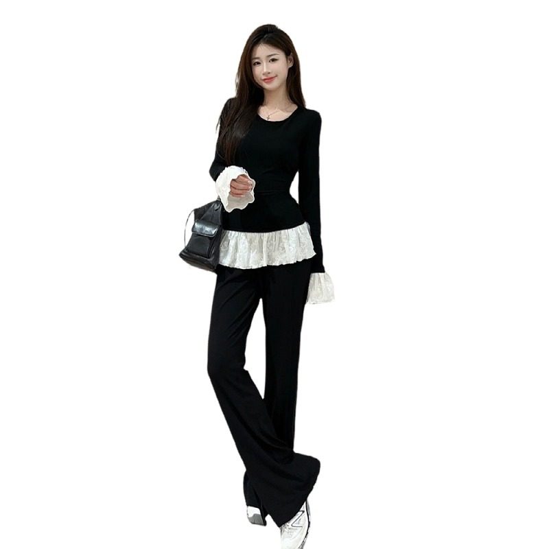 大码胖MM法式圆领蕾丝拼接假两件长袖T恤女秋季内搭修身显瘦上衣,淘宝优惠券,粉丝福利购,淘宝优惠卷