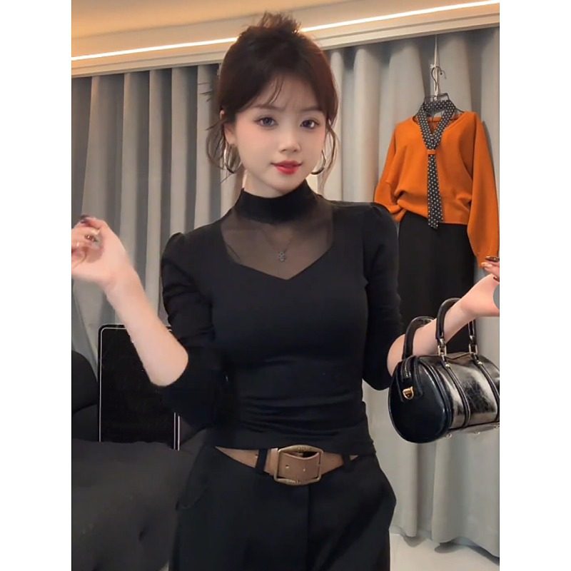 大码胖mm半高领加绒磨毛内搭打底衫T恤女秋冬设计感蕾丝气质上衣,淘宝优惠券,粉丝福利购,淘宝优惠卷