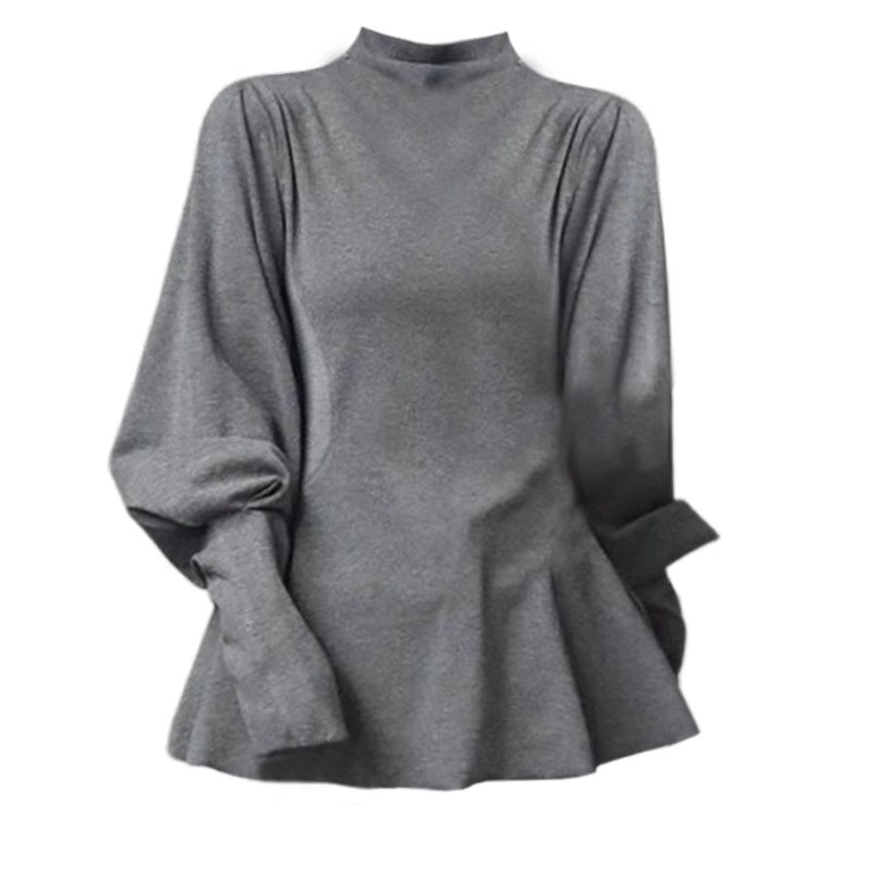 大码胖MM高级感半高领长袖T恤女秋冬新款收腰显瘦纯欲内搭上衣 - 图3