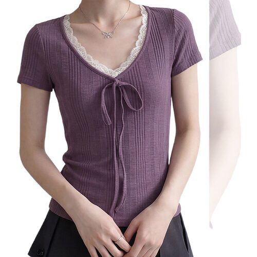 大码胖mm显瘦修身绝美短袖t恤女夏2026新款多巴胺气质设计感上衣 - 图3