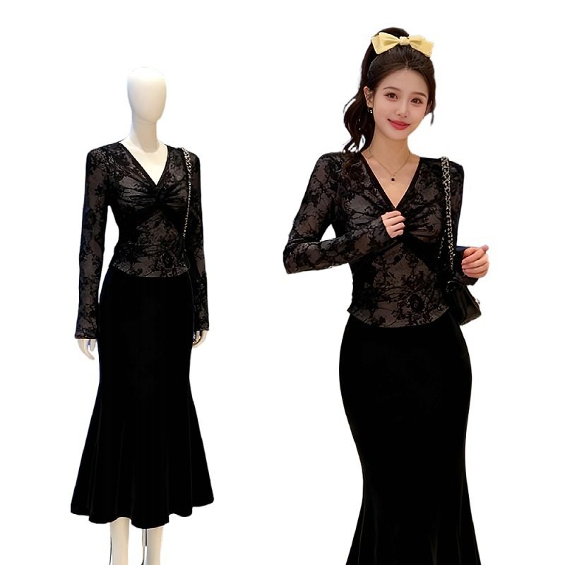 大码轻熟风V领蕾丝扭结打底衫女秋冬新款修身百搭显瘦长袖T恤上衣,淘宝优惠券,粉丝福利购,淘宝优惠卷