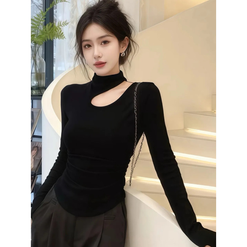 大码胖mm加绒磨毛半高领镂空长袖T恤女秋冬季修身显瘦打底衫上衣,淘宝优惠券,粉丝福利购,淘宝优惠卷