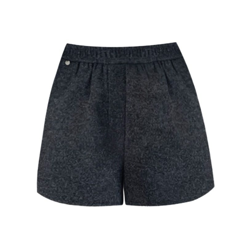 大码胖mm黑灰色松紧高腰毛呢短裤女秋冬季显瘦别致梨型A字阔腿裤,淘宝优惠券,粉丝福利购,淘宝优惠卷