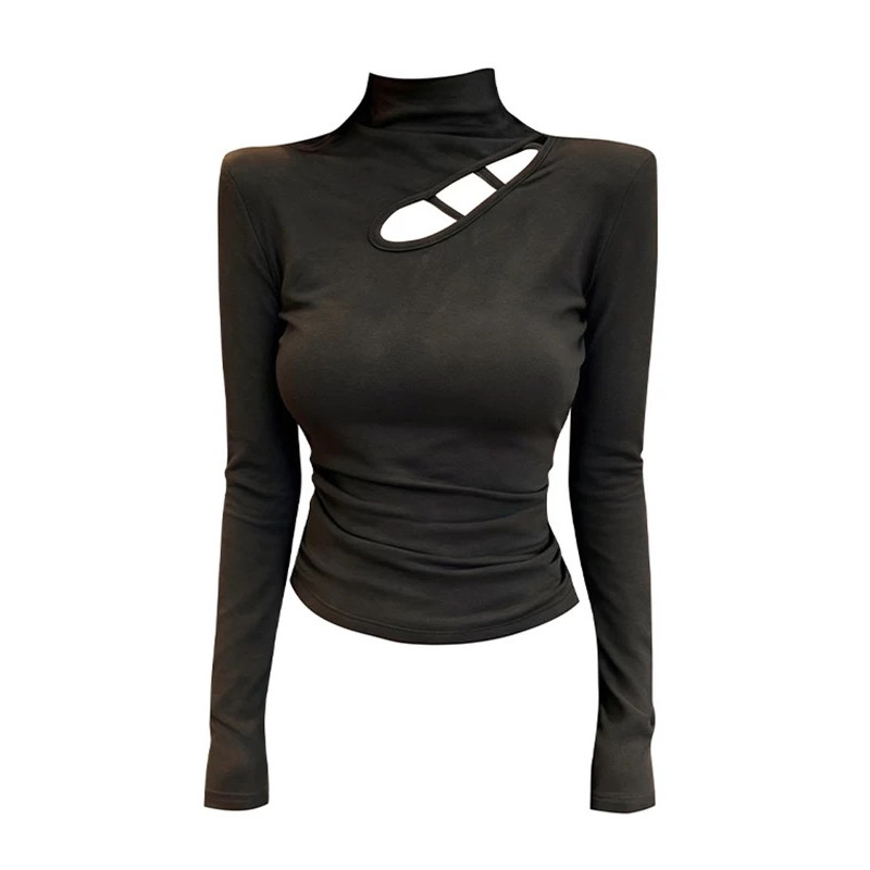 大码胖mm加绒磨毛镂空半高领长袖打底衫秋冬季修身显瘦T恤上衣女,淘宝优惠券,粉丝福利购,淘宝优惠卷