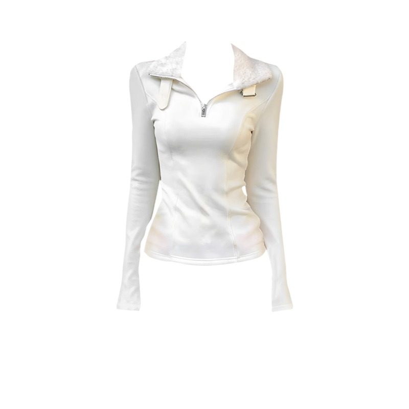 大码美式气质翻领长袖T恤女秋冬胖mm高级感时尚显瘦修身百搭上衣,淘宝优惠券,粉丝福利购,淘宝优惠卷