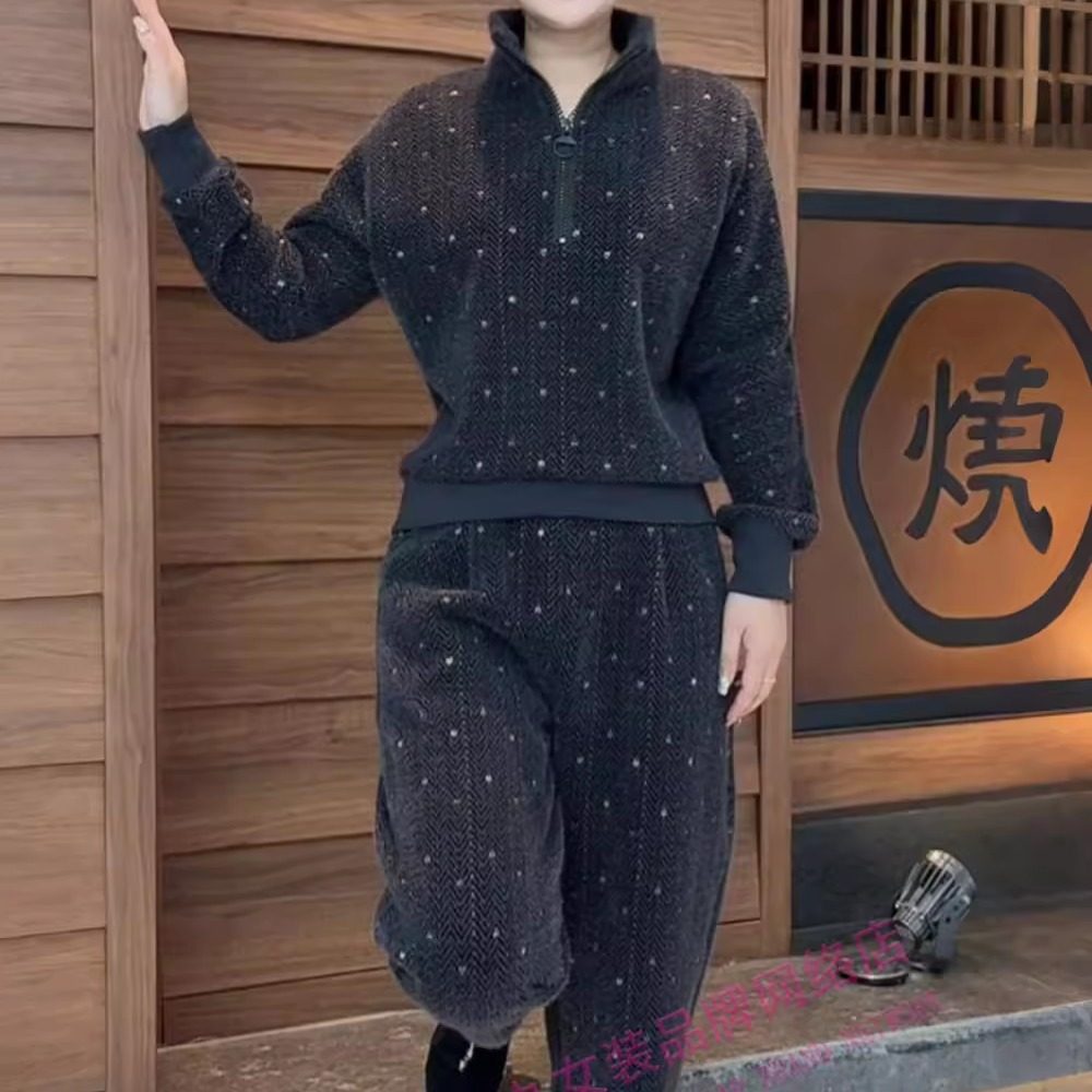 时尚大码春秋冬百搭休闲套装女新款连帽拉链上衣哈伦裤加厚两件套,淘宝优惠券,粉丝福利购,淘宝优惠卷