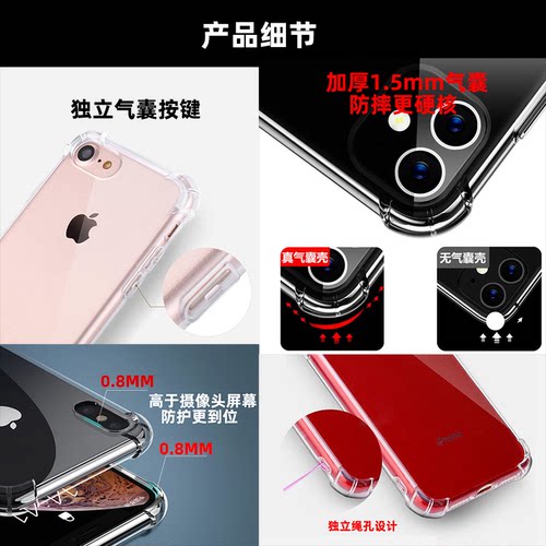 适用苹果iPhone12mini/xs/xr/xsm/11promax手机软壳透明气囊加厚 - 图2