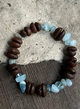 配饰手工串珠手链碎石女海盐手饰小众新中式百搭芝士咖啡豆