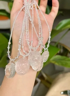 美白水晶礼物雕刻项链锁骨链吊坠原创夏季月野兔新款