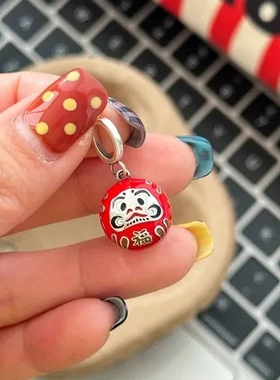 时尚古风纯银项链女国风简约百搭系红色气质日式滴油S925达摩蛋女