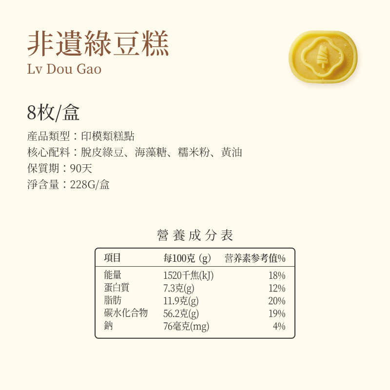 【扬航饼家】黄油绿豆糕 潮汕潮州特产 小吃茶点点心 228克/8枚,淘宝优惠券,粉丝福利购,淘宝优惠卷