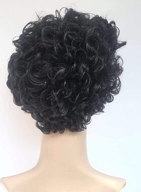 黑色短发非洲黑人男士短卷发 小卷蓬松假发套synthetic hair wigs