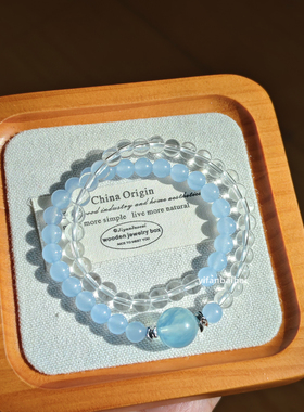 天然灰月光双圈水晶手链