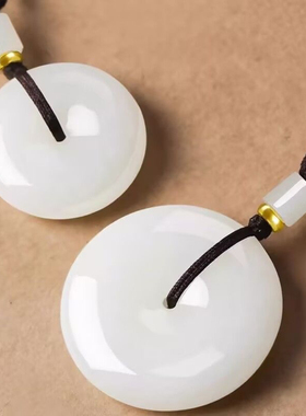 天然正品新疆和田玉吊坠羊脂级白玉平安扣玉坠男女情侣儿童款项链