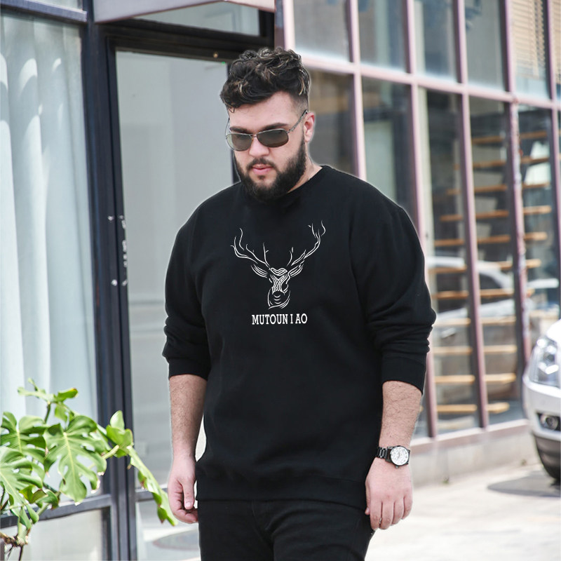 卫衣男大码圆领宽松潮胖子加肥加大男士260斤春秋超大码加绒男装 - 图0