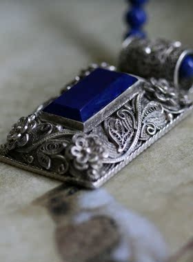 花丝镶嵌青金石吊坠青金石