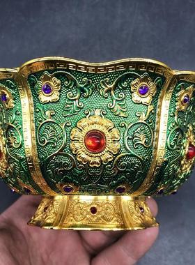 古玩收藏仿古大清鎏金花开富贵